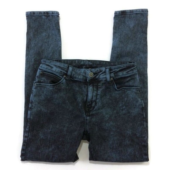 Asos Women's Skinny Jeans Acid Wash Blue Black Denim Size 28x27.5 Mid Rise - Picture 1 of 8